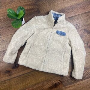 PENDLETON M Womens Fuzzy Wool Teddy Plaid Zip Up Winter Jacket Cozy Outerwear